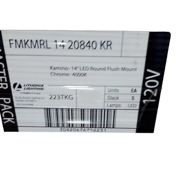 Lithonia Lighting FMKMRL 14" 4000K LED Low Profile, White w/ Chrome Inner Ring - Picture 3 of 3